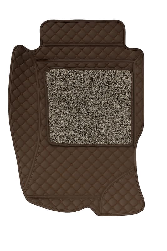 Image of Premium 7D car mat Full Set for Kia Seltos (Model : 2023-2025) || Luxury Leather Double Car Floor Mat Complete Set || 100% Waterproof and Washable Color : Coffee