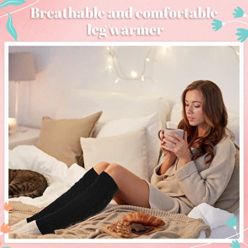 Image of SATINIOR Syhood 4 Pairs Cable Knit Leg Warmers Women Winter Knitted Crochet Knee Boot Stockings Cuffs Long Legging Socks