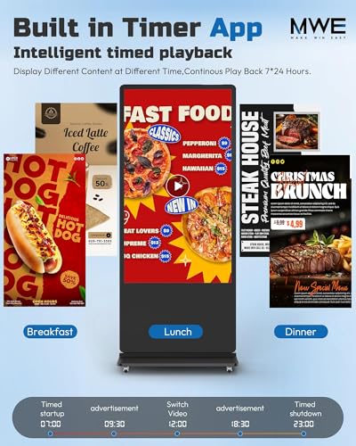 Image of HARZHI 65 inch Digital Signage Display, 4K UHD LCD Screen, Indoor Floor Standing Advertising Kiosk, Android OS, Auto Media Player, HDMI /USB /WiFi (Touch)