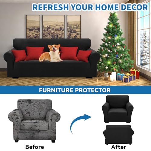 XINEAGE High Stretch Armchair Covers Lastest Jacquard Sofa Covers 1 Seater for Living Room 1 Piece Chair Covers with Elastic Bottom Non Slip Sofa Slipcovers for Pets Kids (1 Seater - Image 2