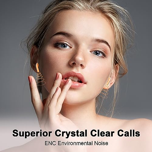 BESNOOW-Auriculares-Inalambricos-2023-Mini-Auriculares-Bluetooth-53-con-HD-Microfono-Cascos-Inalambricos-Sonido-Premium-Inmersivo-LED-Pantalla-40H-Control-Tactil-Wireless-Earbuds-Naranja