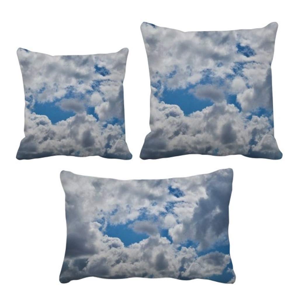 Housse de coussin motif nuages bleus et blancs texture douce de qualite superieure
