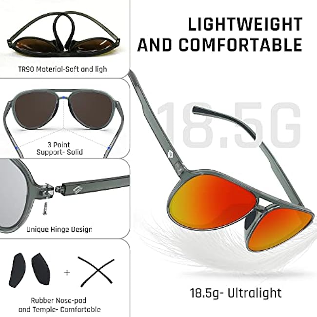 Aviator Sunglasses Polarized Sunglasses for Men Women Sports Glasses Fishing Boating Beach Golf Driving TR75