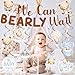 VorkiVecKi Bear Baby Shower Decorations - We Can Bearly Wait 10PCS Teddy Decorations Cute Blue Babys Decor Hanging Banner Swirls Decoration Kit for Boys Gender Reveal Sign Announcement Party Supplies