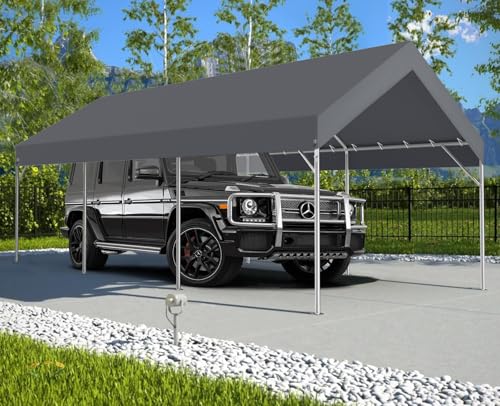 MasterCanopy 3,6 x 6 m verzinkter Stahl Garagenzelt Lagerzelt Gerätehaus Carport PE Dach, Grau