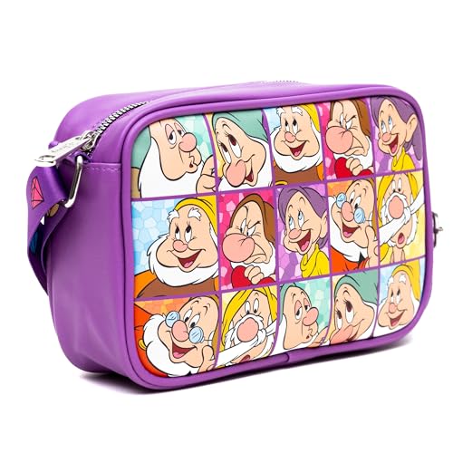 Disney Bag, Crossbody, Rectangle, Snow White the Seven Dwarfs Expressions Blocks Purple, Vegan Leather2