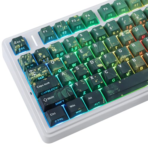 PBT ISO Keycaps 133 Keys Summer Keycap Shine Through Dye Sub Custom Keycaps for Cherry MX Switch German QWERTZ Layout Mechanical Keyboards