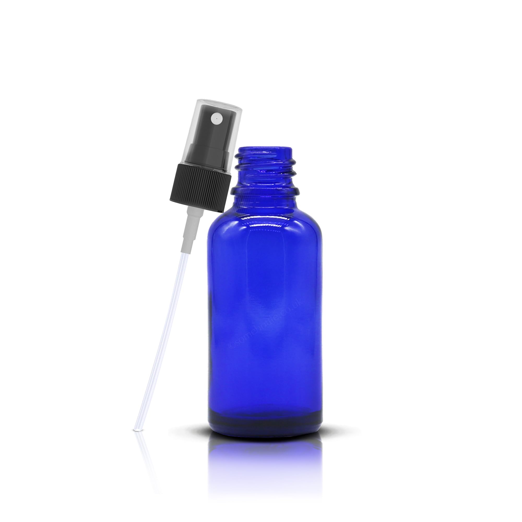 Blaue Glas-Sprühflaschen mit schwarzem Zerstäuber, Sprühflaschen, kobaltblaue Sprühflaschen, nachfüllbar, für Flüssigkeiten/Kosmetik/ätherisches Öl/Aromatherapie/Parfüm, 40–30