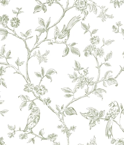 Orainege Vintage Floral Wallpaper Peel and Stick Wallpaper 16.9in×393.7in Green