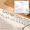 CASSIECA 9 Pairs Silver Earrings for Women, 316L Surgical Steel Earring Set Hoops Earrings Cubic Zirconia Round Stud Earring Hypoallergenic Cartilage Huggie Hoop Tragus Piercing Jewellery #4