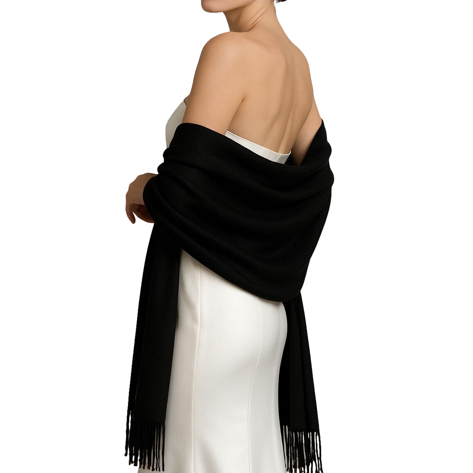 RIIQIICHY Sciarpa Scialle Donna Stola Invernale Pashmina Elegante Cerimonia Con Frange