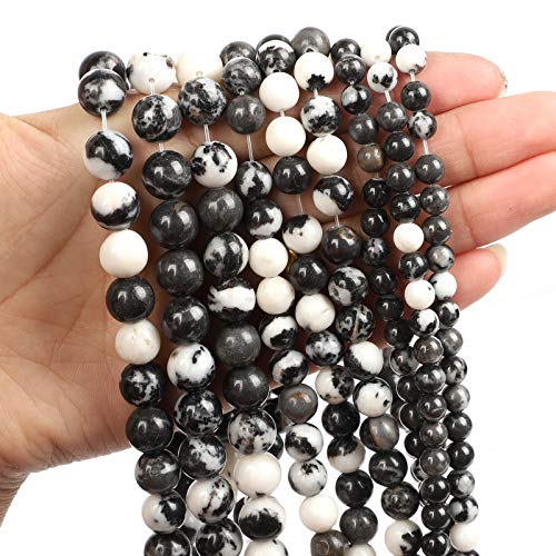 60 cuentas de piedra natural de cebra negra de 6 mm para hacer joyas, piedra energética curativa, disfruta de la fabricación de bricolaje