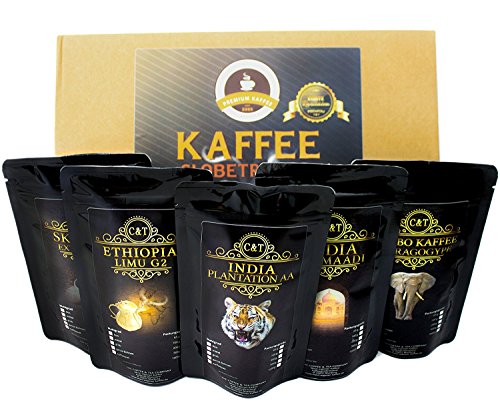 The Coffee and Tea Company Café Globetrotter - verdaderas rarezas - Box (molida Gruesa, 5 x 65g)