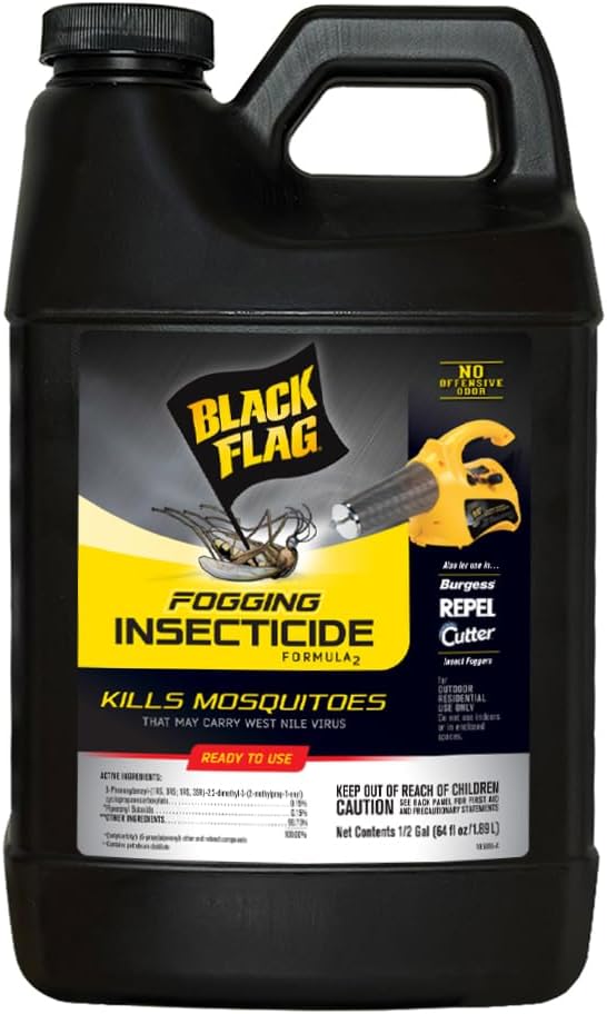 Black Flag 64 oz. Fogging Insecticide Ready-To-Use Controls Mosquitoes, Biting Flies and Flying Insects in Lawns, Patios and Gardens, 190256, 64 ounce