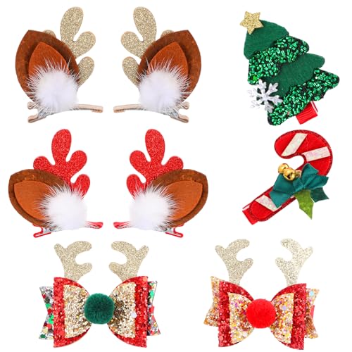 Haarspange Weihnachtsmütze 18 Andibro 8 Stück Weihnachten Haarspangen Set,Xmas Glitter Geweih...