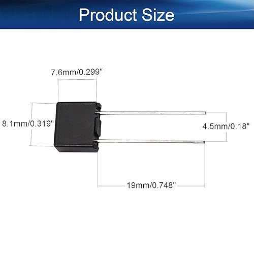 Miniatura 2 de Bettomshin DIP Montado Miniatura Cuadrado Lento Golpe Micro Fusible Instrumento Eléctrico Fusible 6.3A 250V Negro 10 Unids