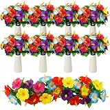 Hotop 8 Pack Hawaiian Flower Centerpieces for Tables Faux Flowers Bouquet Fake Hawaiian Accessories Artificial Tropical Luau Party Decorations Supplies for DIY Luau Jungle Beach