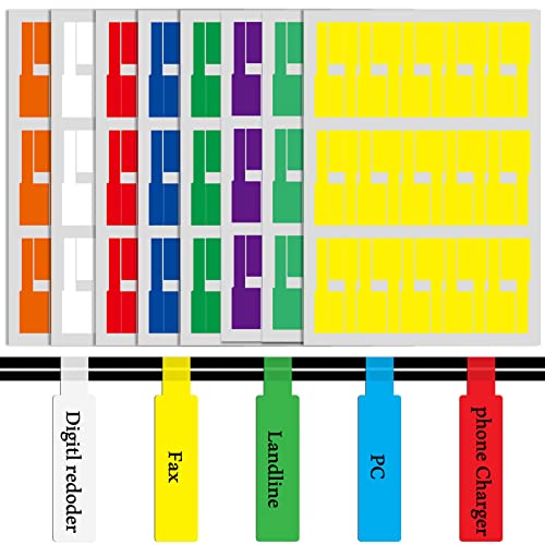 Selbstklebende Kabeletiketten, Kabel Beschriftung Beschriften Kabelaufkleber Wasserdichte Kabelkennzeichnung Sortiert 8 Farben 8 Blatt Labels Haltbar Kabel Aufkleber 240Pcs