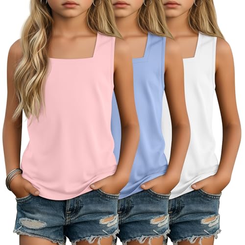 Image of 3 Pack Girls Square Neck Tank Tops