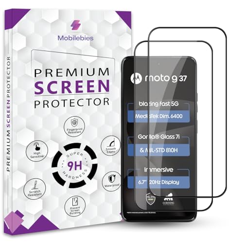 Image of Premium Tempered Glass Screen Protector Guard For Motorola G37 5G (6.67 Inch, Pack of 2) | Edge to Edge Coverage With Easy to installation kit