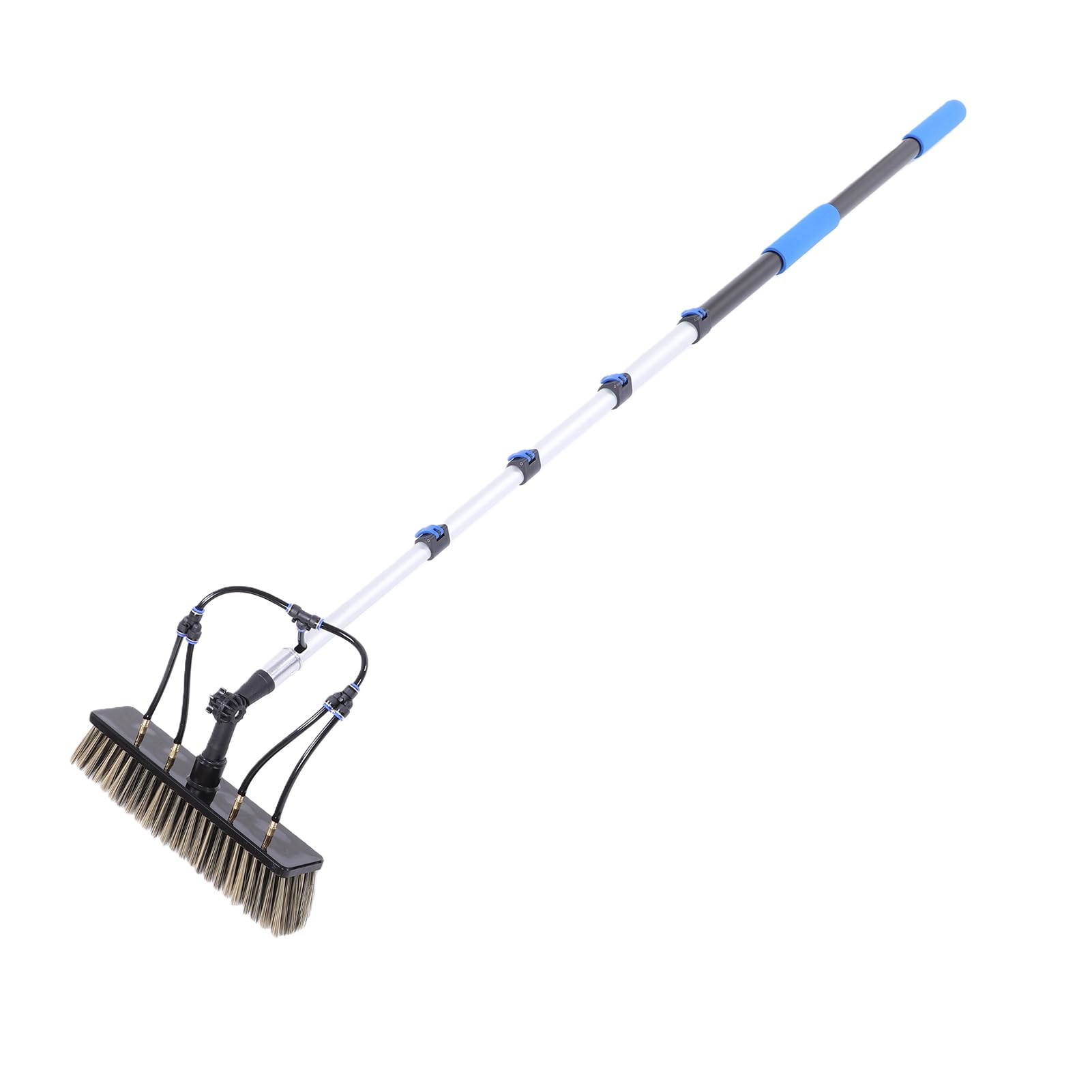 Kit de Cepillo de Limpieza de Paneles Solares 12 Pies, Cepillo Limpieza Telescópico de Paneles Solares con Poste Extensión, Dispensador Jabón, para Ventanas,