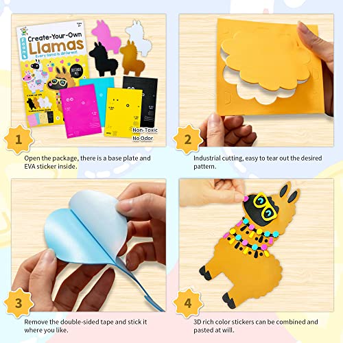 VKPI 4 Pieces EVA Foam Art Crafts Gift Kit, Creative Make Your Own Llamas, Cartoon Foam Paper Craft Projects for Kids Ages 4+ Toddler, Preschool Learning Toy for Birthday Party Favor Supplies - Thumbnail 2