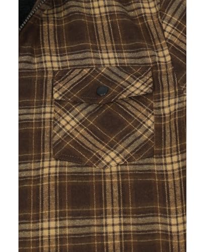 Image of ZENTHACE Men's Sherpa Lined Full Zip Hooded Plaid Shirt Jacket