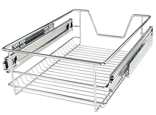 Heavy Duty Kitchen Pull Out Wire Basket Base Unit Storage in Various Sizes (400mm (Actual Width = 314mm))