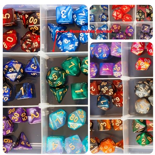 Image of PUGED DND Dice Storage Box with Removable Dividers Polyhedral Dice Plastic Organizer Holding Up To 1800 Dices Craft Bead Compartment Container for Sewing, Jewelry, Art, DIY (6 layers)