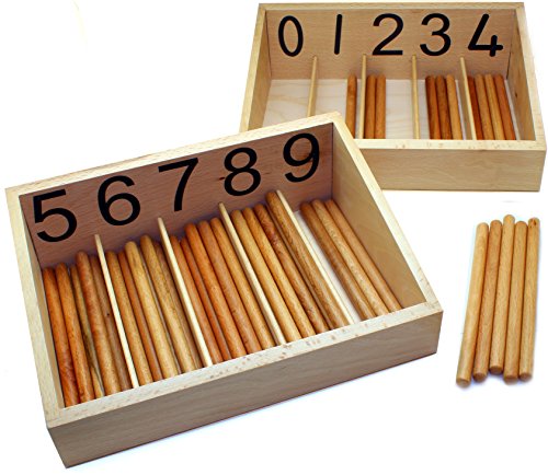 edu fun 91301 Montessori Spindle Box zählen Lernen Holzkasten mit Holzstäbchen Lernspielzeug Rechenstäbchen Mathematik rechnen Lernen Zahlen von 0 bis 10 Cover