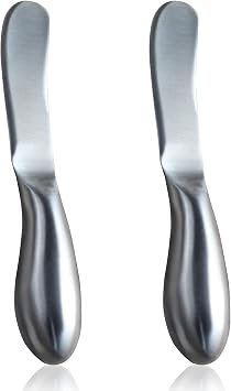 Hetenoyo 2Packs Butter Cheese Spreader Knife Stainless Steel Butter Spreader with Round Edge for Spreading Jam, Pastry and Cold Butter Multipurpose Kitchen Gadget