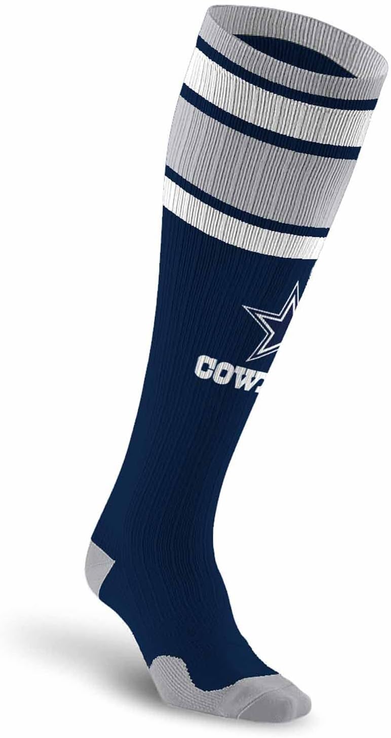 For Bare Feet NFL Adult Knee High-Performance Socks, Unisex Design, Recovery Wellness Exercise Accessory