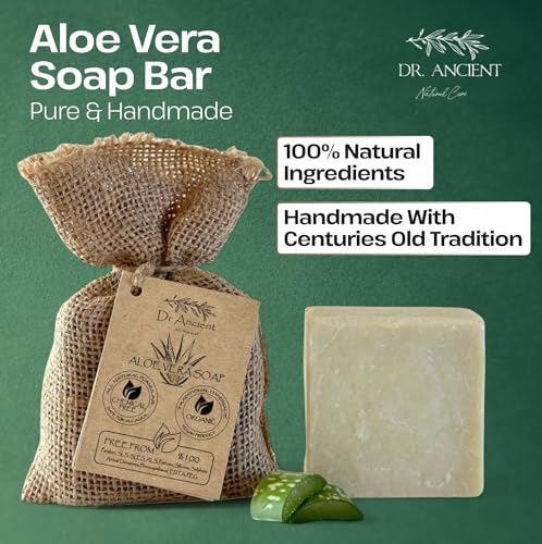 Image of Dr.Ancient Aloe Vera Soap Bar, Organic Soap Bars Handcrafted the Traditional Way, Natural Chemical-Free, Vegan, Used for Face Wash, Body Wash, Hand Cleansing and Skin Care