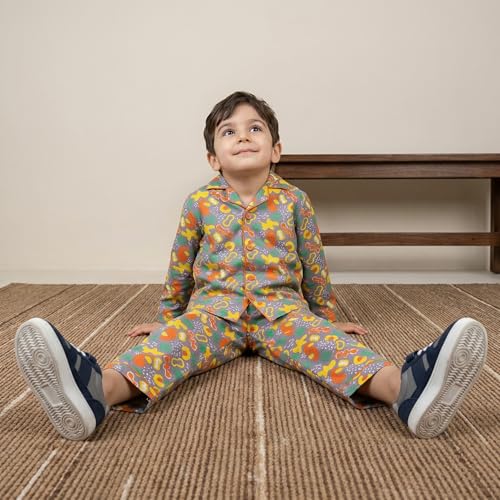 Image of CLAP Kids Cotton Printed Full Sleeves Night Suit