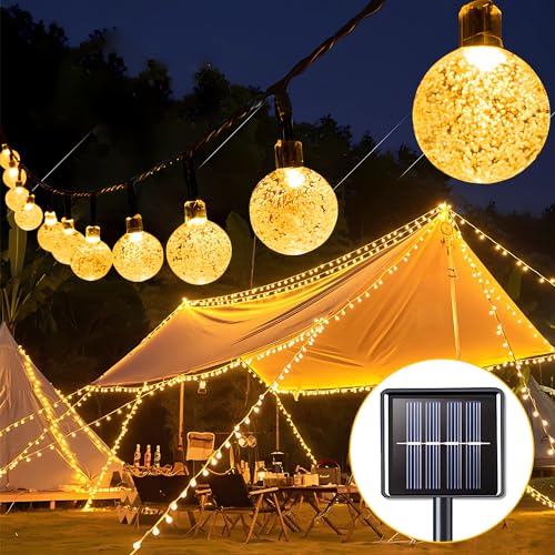 ONSTUY Solar Lichterkette Aussen,11M 60 LED Solar Lichterkette Außen 8 Modi Kristall Kugeln Lichterkette Außen Solar Wasserdicht IP44 Outdoor Lichterkette Solar für Garten,Terrasse,Balkon