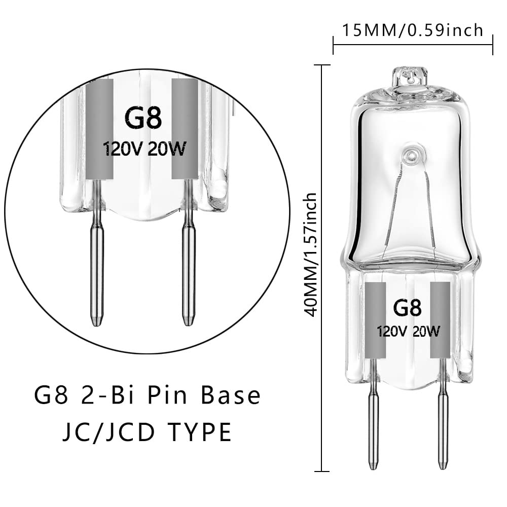 EKSAVE G8 Halogen Light Bulb G8 Base WB25X10019 Replacesment for Oven The Range Microwave Oven GE/Samsung/Kenmore Elite/Maytag Microwave Over 3 Packs