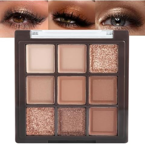 9 Colors Nude Champagne Gold Matte Shimmer Eyeshadow Palette for Eye Makeup,High Pigmented Brown Eye Shadow Primers Powder Palet de sombras de ojos-06# Cover