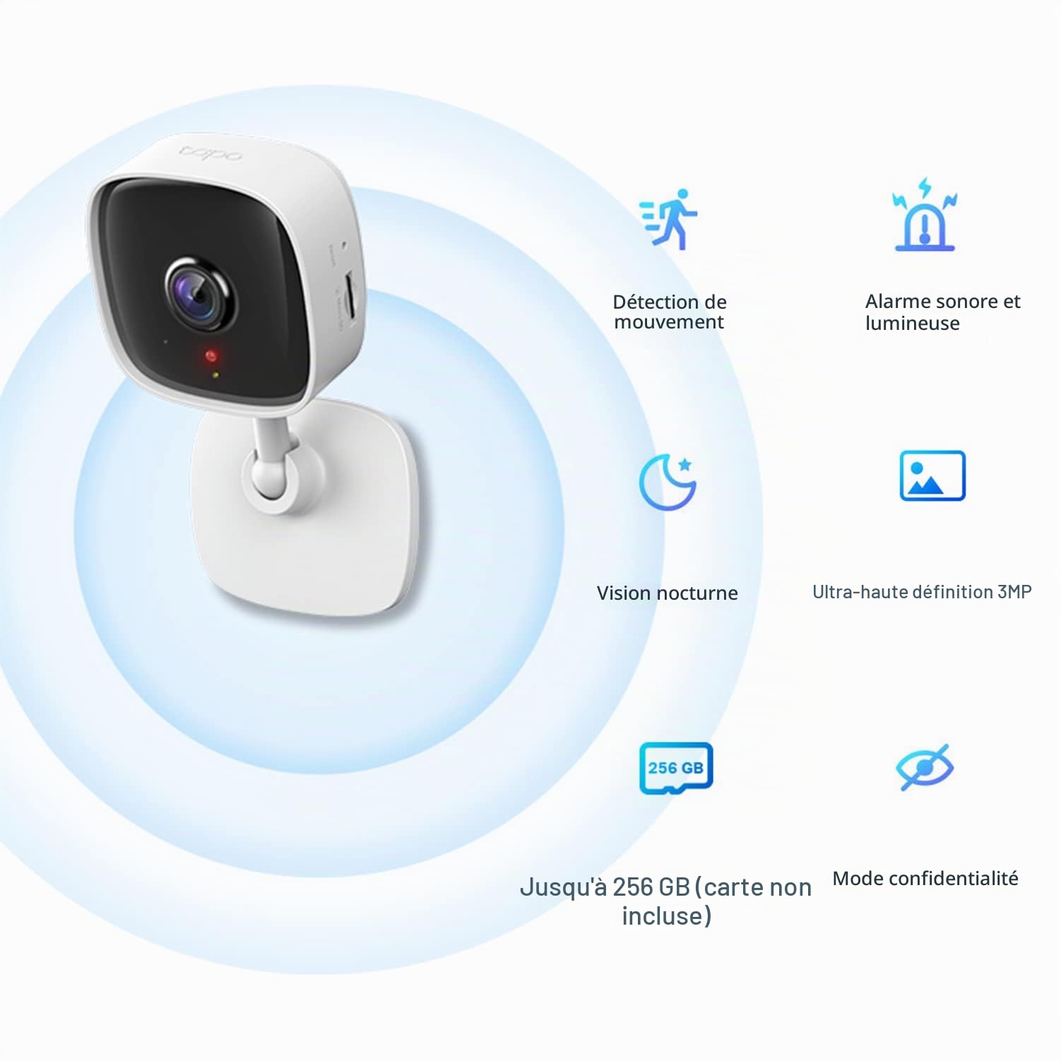 TP-Link Tapo 2K Indoor Security Camera, Baby Monitor, Dog Camera/Motion Detection, 2-Way Audio,3MP, Night Vision, Cloud &SD Card Storage, Works with Alexa & Google Home, No Hub Required (Tapo C110)