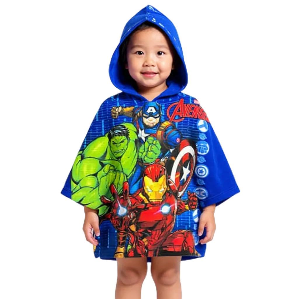 TDL Avengers Kids Hooded Poncho Towel – Official Character Bath Beach Swim Cover Up for Boys – Soft & Absorbent Hooded Towel Poncho - One Size Fits Ages 2–6 Years - Childrens Ponchos