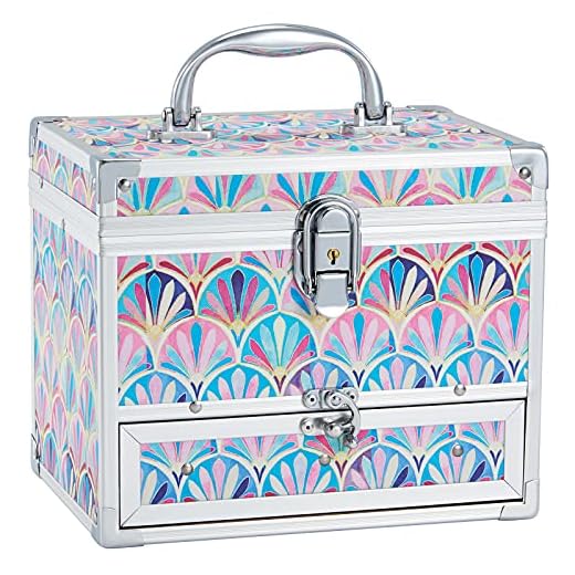 Hododou Girls Jewelry Box Organizer with Drawer & Mirror, Mermaid Tail Style Lockable Storage Case for Kid or Little Girls Jewelry and Hair Accessories