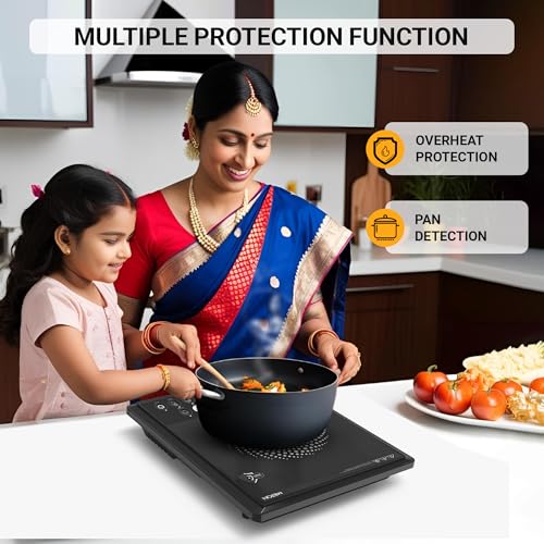 Image of Milton Elio 21.0 Portable Induction Cooktop | LED Display Panel, 5KV Surge Protection I Timer & Preset Menu Functions | 2100 W Push Button| Fast Cooking | 3-Year Warranty on Coil
