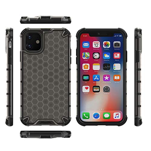 Image of Glasgow Back Case Cover Compatible with Apple iPhone 12 Mini (Honeycomb Pattern) - Black