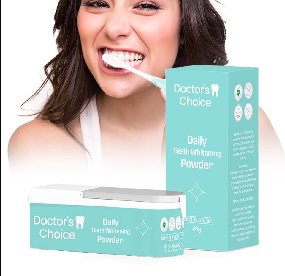 HLP Doctor Choice Teeth Whitening Powder with Active Leaf Oil - Natural Stain Remove Tooth Powder for Sensitive