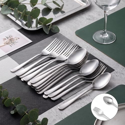 Image of Forks and Spoons Silverware Set-120PCS Dinner Forks &Dinner Spoons
