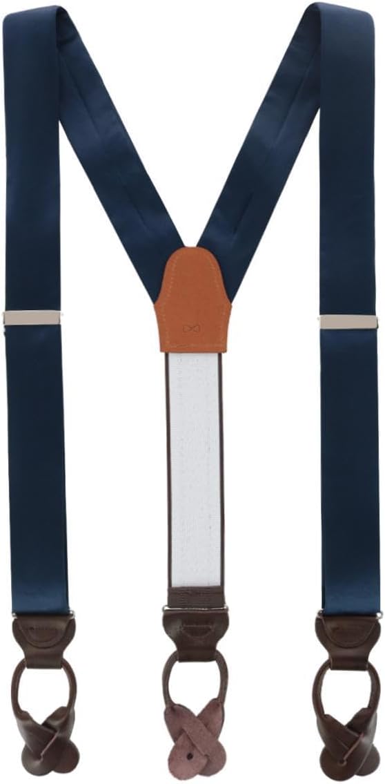 Trafalgar Men's Dutton Solid Color Silk Button End Braces (Suspenders)