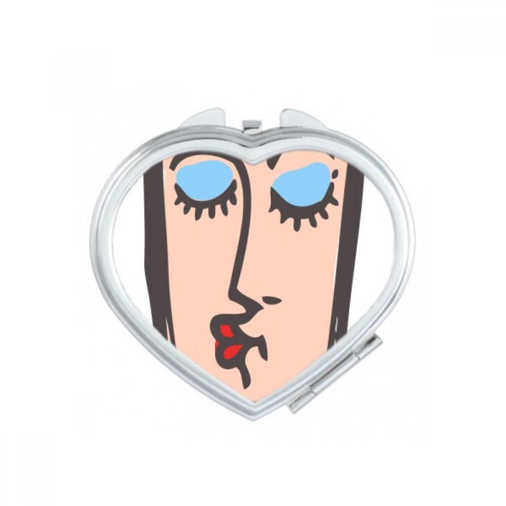 Miroir compact avec motif de chat abstrait pour maquillage quotidien