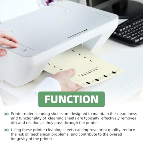 10 PCS Printer Cleaning Sheets for Laser & Inkjet Printers, Copiers Fax Roller Cleaning, Universal Roller Cleaning Paper, Dust & Debris Removal Roller Cleaning Paper