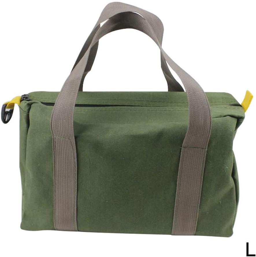 Wide Mouth Tool Bag, Canvas Heavy Duty High Capacity Handbag, Portable Multi-function Tool Bag for Storage Wrench, Screwdrivers, Plier, Nails - - 