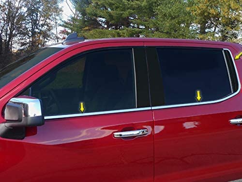 Chrome Window Sill Trim W/Rear Vertical Trim Stainless Steel Polished Chrome 6Pcs Fits Chevy Silverado Crew 2019 2020 #TOP19