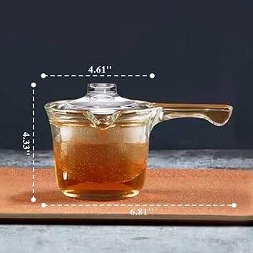Single Serve Glass Teapot, 12 oz Side Handle Kyusu, Infuser for Loose Tea